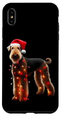 Hülle für iPhone XS Max Airedale Terrier Weihnachtsmannmütze Weihnachtsbeleuchtung Hund Besitzer Mama von Airedale Terrier Christmas Products