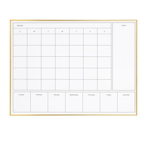 Aitakatta 3-in-1 trocken abwischbarer Wandkalender mit goldfarbenem Aluminiumrahmen, magnetisch, Monats- und Wochenkalender, Whiteboard, trocken abwischbare Tafel für Wand, hängendes Whiteboard für von Aitakatta