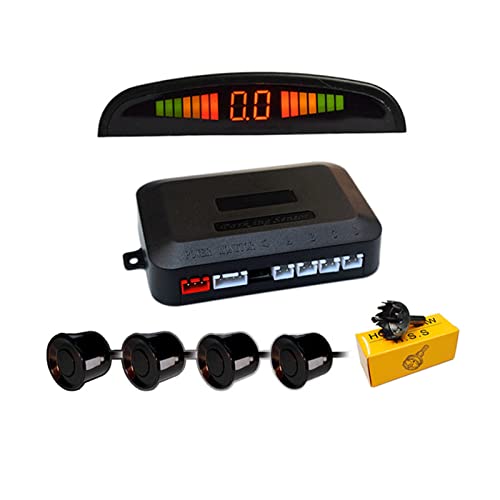 Aiuphing einparkhilfe pdc nachrüstsatz, 4 Sensoren Universal rückfahrwarner mit LED Farb Display,Rückwärtsgang Audio Buzzer Alarm Kit (Schwarz) von Aiuphing