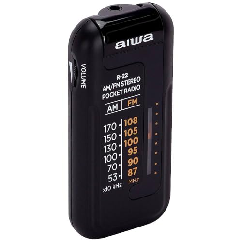 AIWA R22 Tragbares Taschenradio mit Ohrhörern, Schwarz EU von Aiwa