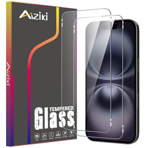 Aiziki [2 Stück Schutzfolie für iPhone 16 Plus 6.7 Panzerglas [Unzerbrechlich TOP 9H Schutz] [Full Screen] Panzer Schutz Glas für iPhone 16 Plus 6.7 HD Displayschutzfolie von Aiziki