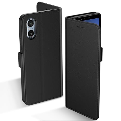 Aiziki Handyhülle für Sony Xperia 5 V Hülle, RFID Leder Klappbar Schutzhülle Tasche Wallet Brieftasche Cover Flip Case [Standfunktion] [Kartenfächern] Kompatibel mit Sony Xperia 5 V Hülle -Schwarz von Aiziki