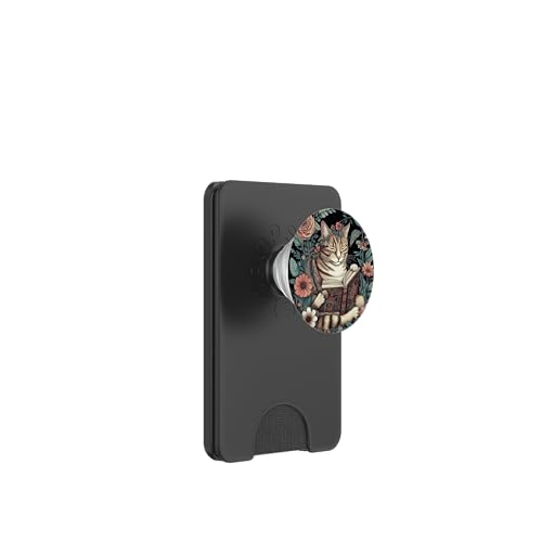 Cat Reading A Book Blumen PopSockets PopWallet für MagSafe von Aj Grips