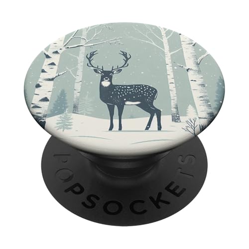 Hirsch Reh Grün Minze Weihnachten Wald PopSockets Klebender PopGrip von Aj Grips