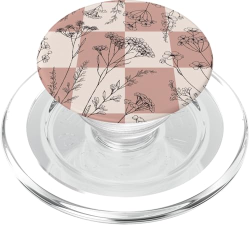 Kariert Beige Braun Blumen Flower PopSockets PopGrip für MagSafe von Aj Grips