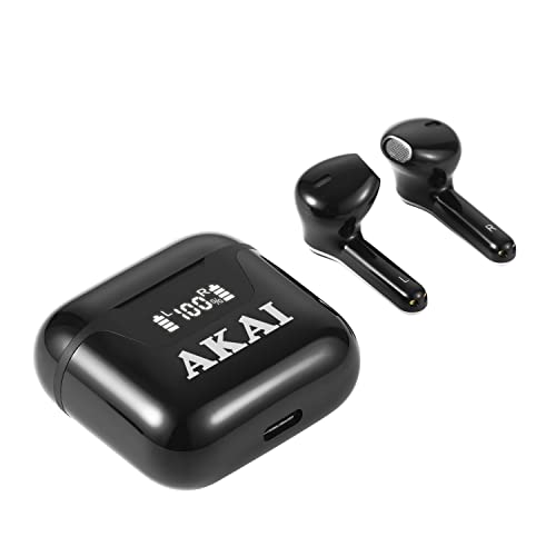 Akai Bluetooth 5.1 Kopfhörer In-Ear Kabellos - Superleicht - Ladecase mit Ladeanzeige - Freisprechfunktion, Fester Halt und Komfort bei Allen Aktivitäten Akai Bluetooth 5.1 Kopfhörer In-Ear Kabellos - Superleicht - Ladecase mit Ladeanzeige - Freisprechfunktion, Fester Halt und Komfort bei Allen Aktivitäten von Akai
