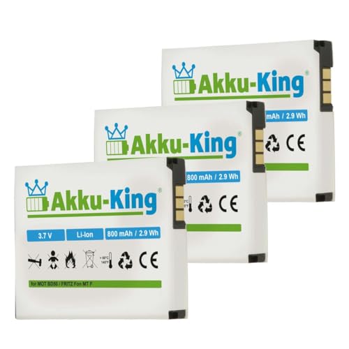 Akku-King 3X Akku kompatibel mit BD50, SNN5796A, 312BAT006 - Li-Ion 800mAh - für AVM Fritz!Fon MTF, M2, C4, C5, Motorola MOTOFONE F3 von Akku-King