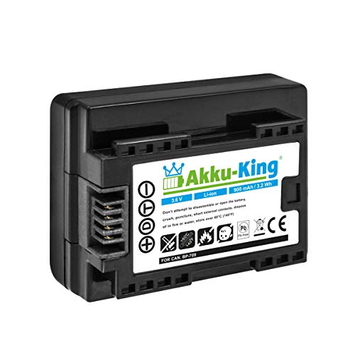 Akku-King Akku kompatibel mit Canon BP-709 passt auch bei BP-718, BP-727 Li-Ion - 900mAh - für LEGRIA HF M52, HF R36, HF R37, VIXIA HF M50, M506 von Akku-King