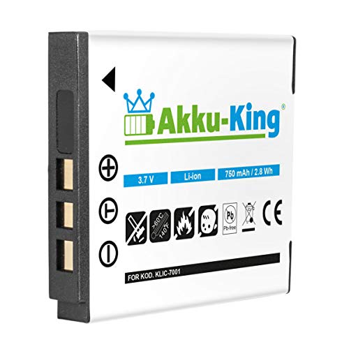 Akku-King Akku kompatibel mit Kodak Klic-7001, NP40, DLi-213 Li-Ion 750mAh - für EasyShare M1063, MEDION MD85863, Polaroid T10035 von Akku-King