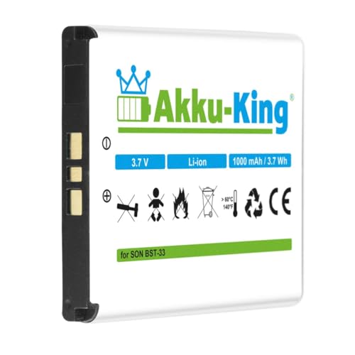 Akku-King Akku kompatibel mit Sony-Ericsson BST-33 - Li-Ion - für K800i, K530i, K550i, K630i, K660i, K800i, K810i, P990i, W850i von Akku-King