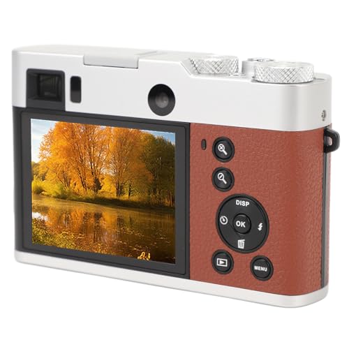 5K-Digitalkamera, 48MP, 5K Video, 16X Zoom, Dual-Kamera mit Sichtfinder, Anti-Shake, Kompakt, Webcam und Stativhalterung, für Anfänger, Fotografen, Vlogger (Brown) von Akozon