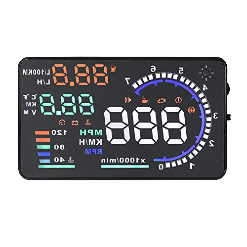 Akozon Frontscheibenanzeige HUD, 5,5 Zoll (14 cm) OBD II, reflektierender Bildschirm-Display für Windschutzscheibe von Akozon