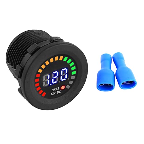 Akozon Marine Motorrad Voltmeter, 12V Digital LED-Anzeige Voltmeter Wasserdicht Batterieanzeige Volt-Gleichstrommessgerät für 12V Motorrad Auto Boot ATV UTV Wohnwagen von Akozon