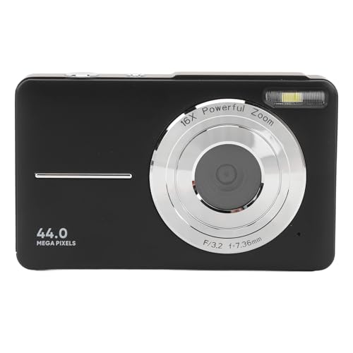 Digitalkamera, 44 MP, 1080P, 16-facher Zoom, Tragbare Kleine Vintage-Kamera für Fotografie-Enthusiasten (Black) von Akozon