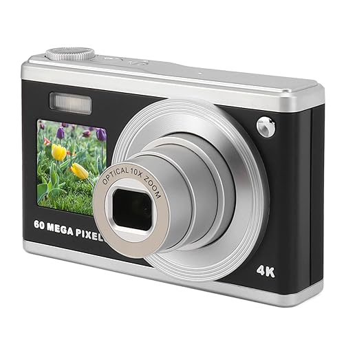 Digitalkamera, 60 MP, 4K, 10-Fach Optischer Zoom, Anti-Shake-Kamera, Tragbare Kompaktkamera, Ultra HD, Dual-Screen, Autofokus, Automatisch, Lichtempfindlich, für den Außenbereich von Akozon