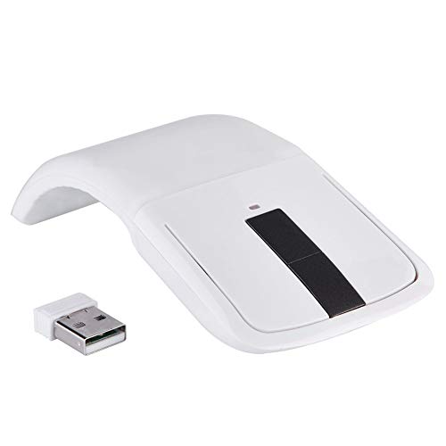 Kabellose faltbare Touch-Maus, 2,4 GHz No Arc Gaming Bends USB-Empfänger für PC, Notebook, Smart-TV, weiß, photoelektrisch, ergonomisch, 1000 DPI mit für PC-TV (weiß) von Akozon