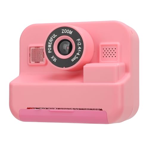 Sofortbildkamera, Tragbare Reisekamera für Mädchen, 2,4-Zoll-IPS-Bildschirm, Digitalkamera mit Druckpapier, Thermodruck, 12 MP (PINK) von Akozon