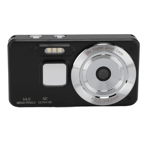 Tragbare 64MP 18x Zoom 4K Digitalkamera Autofokus Vlogging Kamera Kompakte Reisekamera (Black) von Akozon