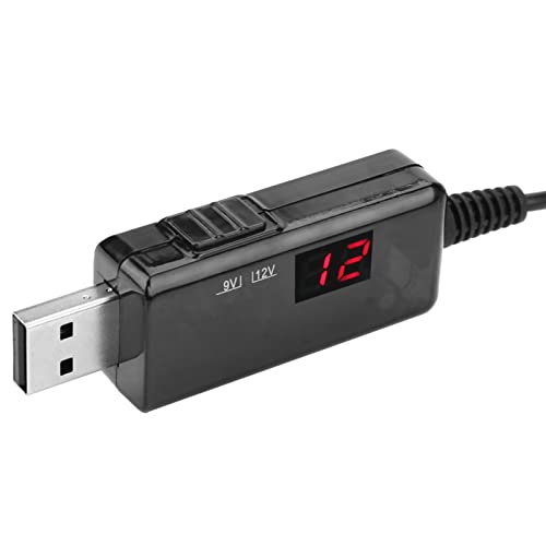 USB-zu-DC-Boost-Kabel-Router, Step-up-Spannungswandler, Anzeige 9 V/12 V USB zu DC von Akozon