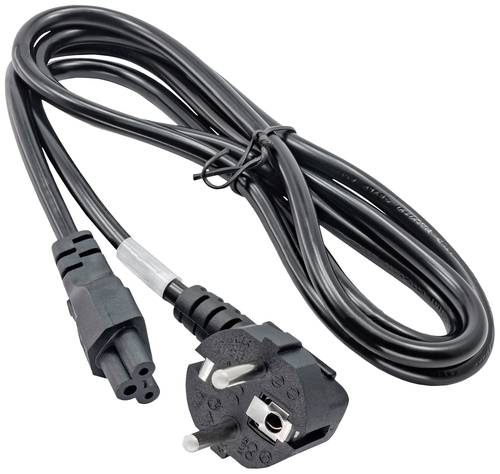 Akyga Strom Adapterkabel [1x Schutzkontakt-Stecker - 1x Kleeblatt-Buchse C5] 1.50m Schwarz von Akyga