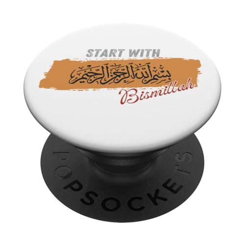 Beginnen Sie mit Bismillah mit arabischem Kalligraphie-Banner-Design PopSockets Klebender PopGrip von Al-Ameen Muslim Gift