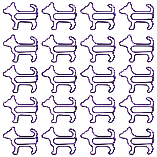 Aladeno 20pcs Paperclips Lesezeichen Metall -Cartoon -Form Purple Welpe süße Hundpapier Clips lustige Metall -Tier Lesezeichen Planer Clips für Büroversorgungen von Aladeno