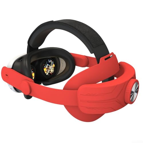 Alanmoship VR Elite Kopfband für Quest 3S/3/2, Doppelknöpfe, verstellbarer Elite-Gurt für META VR Gaming-Headset, Zubehör, Riemen, verbesserte Unterstützung, Komfort und Druckreduzierung, Rot von Alanmoship