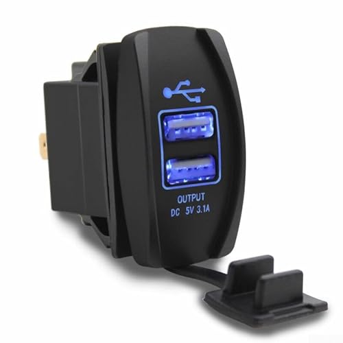 Premium Auto/Boot Dual-USB-Buchse Wippschalter mit wasserdichtem Schutz und einfacher Sichtbarkeit durch integriertes LED-Licht von Alanmoship