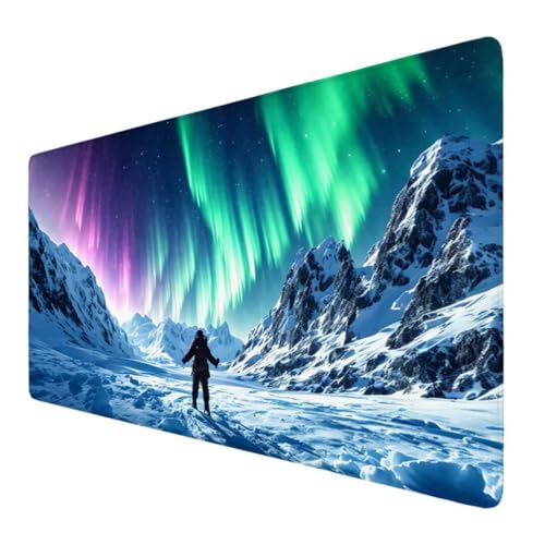 Aurora Mauspad XXL 700x400x3mm, Groß Gaming Mauspad Winter Wetterfest Anti-Rutsch Schreibtisch Mouse Pad verbessert Präzision und Geschwindigkeit, Gaming Zubehör für Home Zimmer Deko Geschenk VO-678 von Alaoan