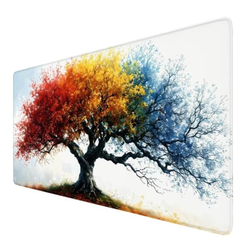 Baum Mauspad XXL 500x250x3mm, Groß Gaming Mauspad Landschaft Wetterfest Anti-Rutsch Schreibtisch Mouse Pad verbessert Präzision und Geschwindigkeit, Gaming Zubehör für Home Zimmer Deko Geschenk VO-29 von Alaoan