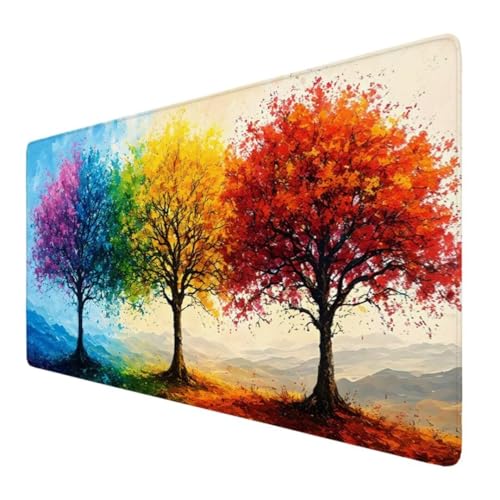 Baum Mauspad XXL 700x400x3mm, Groß Gaming Mauspad Herbst Wetterfest Anti-Rutsch Schreibtisch Mouse Pad verbessert Präzision und Geschwindigkeit, Gaming Zubehör für Home Zimmer Deko Geschenk VO-168 von Alaoan