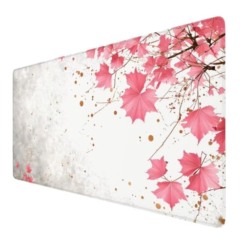 Blätter Mauspad XXL 700x400x3mm, Groß Gaming Mauspad Rosa Wetterfest Anti-Rutsch Schreibtisch Mouse Pad verbessert Präzision und Geschwindigkeit, Gaming Zubehör für Home Zimmer Deko Geschenk VO-230 von Alaoan