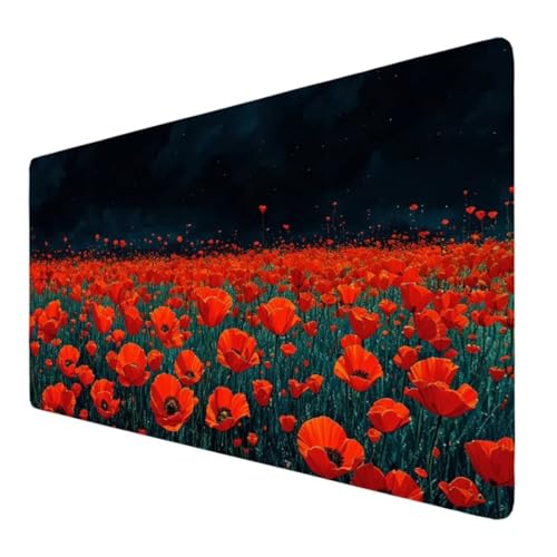 Blume Mauspad XXL 1200x600x3mm, Groß Gaming Mauspad Rot Wetterfest Anti-Rutsch Schreibtisch Mouse Pad verbessert Präzision und Geschwindigkeit, Gaming Zubehör für Home Zimmer Deko Geschenk VO-67 von Alaoan