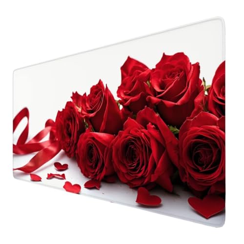 Blume Mauspad XXL 500x250x3mm, Groß Gaming Mauspad Rot Wetterfest Anti-Rutsch Schreibtisch Mouse Pad verbessert Präzision und Geschwindigkeit, Gaming Zubehör für Home Zimmer Deko Geschenk VO-40 von Alaoan