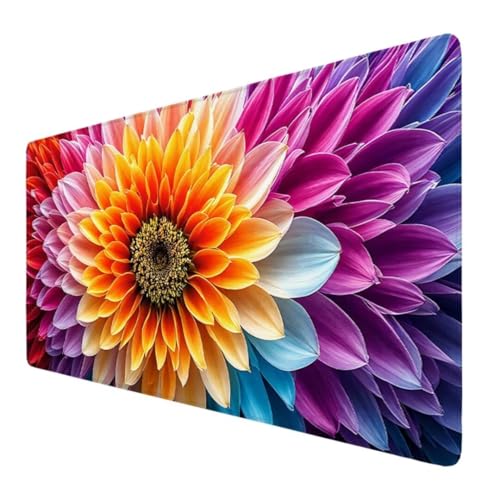 Blume Mauspad XXL 700x400x3mm, Groß Gaming Mauspad Farbe Wetterfest Anti-Rutsch Schreibtisch Mouse Pad verbessert Präzision und Geschwindigkeit, Gaming Zubehör für Home Zimmer Deko Geschenk VO-71 von Alaoan