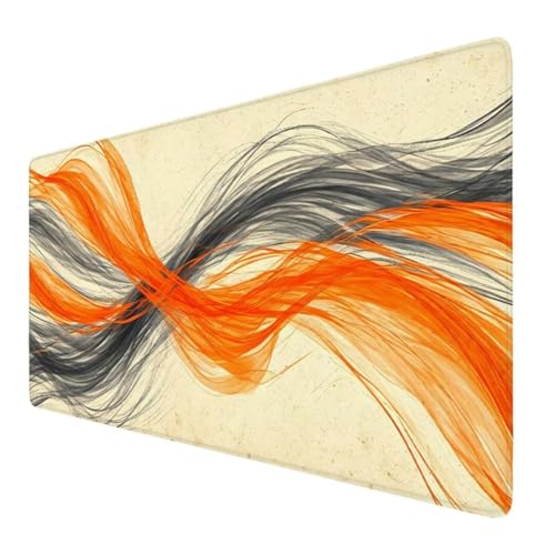 Gaming Mauspad Abstrakt Motiv, Orange Farbe Mousepad XXL 600x300x3mm, Design Vernähte Kanten, Wetterfest Anti Rutsch Mousepad Laptop verbessert Präzision und Geschwindigkeit für Home Office VO-264 von Alaoan