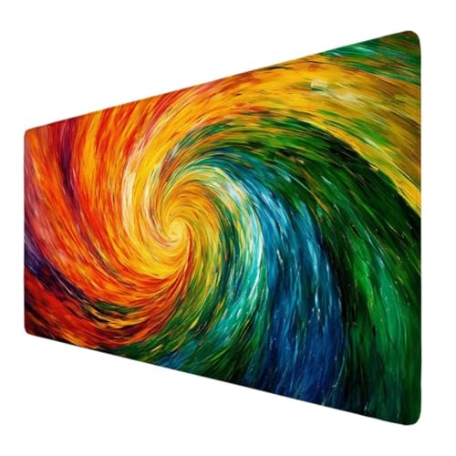 Gaming Mauspad Farbe Motiv, Abstrakt Mousepad XXL 600x300x3mm, Design Vernähte Kanten, Wetterfest Anti Rutsch Mousepad Laptop verbessert Präzision und Geschwindigkeit für Home Office, Geschenks VO-102 von Alaoan