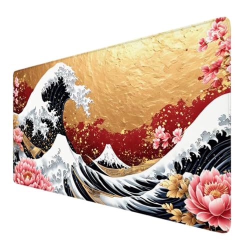 Japan Mauspad XXL 500x250x3mm, Groß Gaming Mauspad Spray Wetterfest Anti-Rutsch Schreibtisch Mouse Pad verbessert Präzision und Geschwindigkeit, Gaming Zubehör für Home Zimmer Deko Geschenk VO-822 von Alaoan