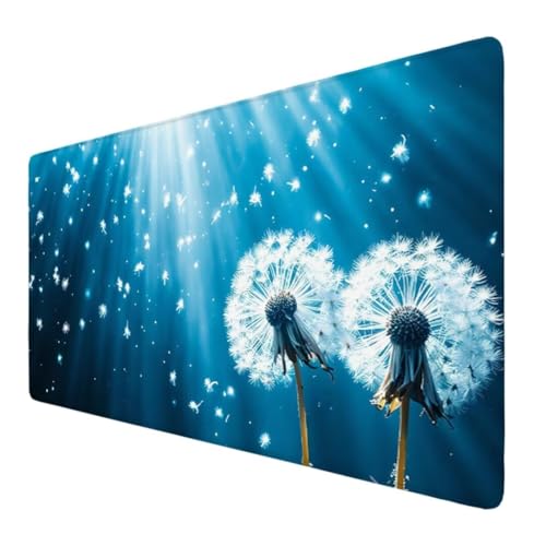 Löwenzahn Mauspad XXL 900x400x3mm, Groß Gaming Mauspad Blau Wetterfest Anti-Rutsch Schreibtisch Mouse Pad verbessert Präzision und Geschwindigkeit, Gaming Zubehör für Home Zimmer Deko Geschenk VO-43 von Alaoan