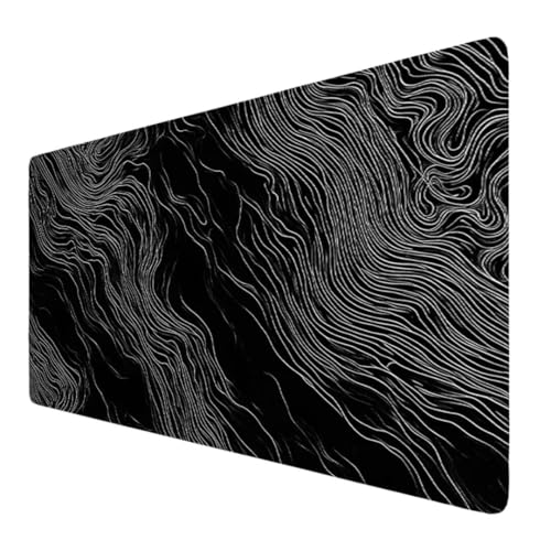 Schwarz Mauspad XXL 1200x600x3mm, Groß Gaming Mauspad Topografische Karte Wetterfest Anti-Rutsch Schreibtisch Mouse Pad verbessert Präzision und Geschwindigkeit, für Home Zimmer Deko Geschenk VO-738 von Alaoan