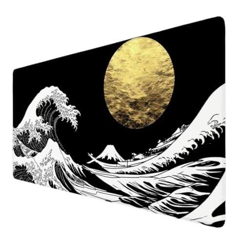 Schwarz Mauspad XXL 700x400x3mm, Groß Gaming Mauspad Japan Wetterfest Anti-Rutsch Schreibtisch Mouse Pad verbessert Präzision und Geschwindigkeit, Gaming Zubehör für Home Zimmer Deko Geschenk VO-827 von Alaoan