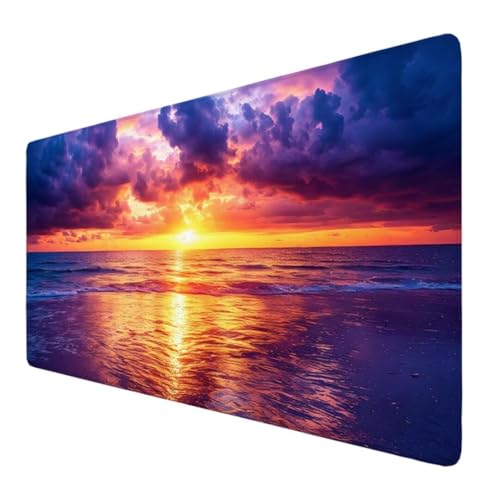 Sonnenuntergang Mauspad XXL 700x400x3mm, Groß Gaming Mauspad Strand Wetterfest Anti-Rutsch Schreibtisch Mouse Pad verbessert Präzision und Geschwindigkeit, Gaming Zubehör für Home Zimmer Deko VO-708 von Alaoan