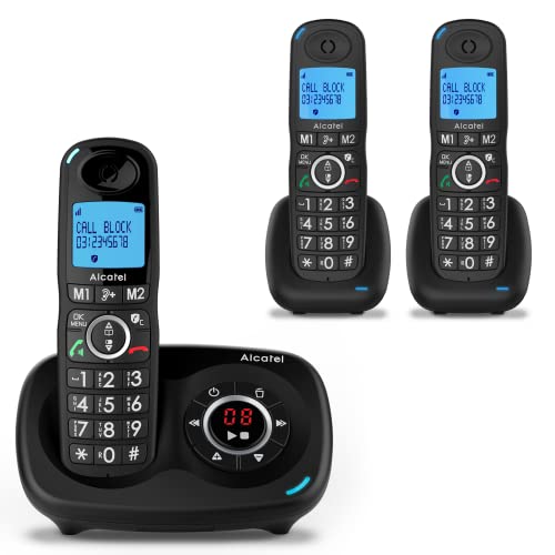 Alcatel XL595 Voice Trio schnurloses Großtastentelefon mit DREI Mobilteilen und Anrufbeantworter extra großes Festnetztelefon für zuhause mit Anrufschutz von Alcatel