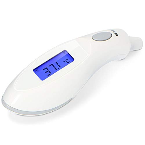 Alecto BC-27 Ohrthermometer - digitales Fieberthermometer mit Infrarot - Messung im Ohr - Messergebnis innerhalb von 2 Sek. - speichert letzte Messungen - weiß von Alecto