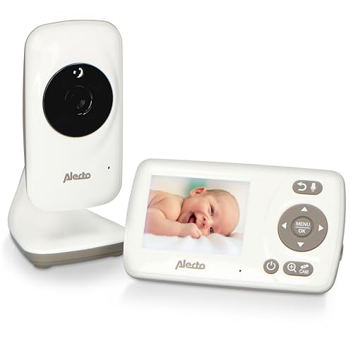 Alecto DVM-71 Babyphone mit Kamera - Große Reichweite (bis zu 50 m im Innenbereich - bis zu 300 m im Außenbereich) - Baby Monitor mit Schwenkbare Video Kamera - Erweiterbar - VOX Funktion - Weiß von Alecto