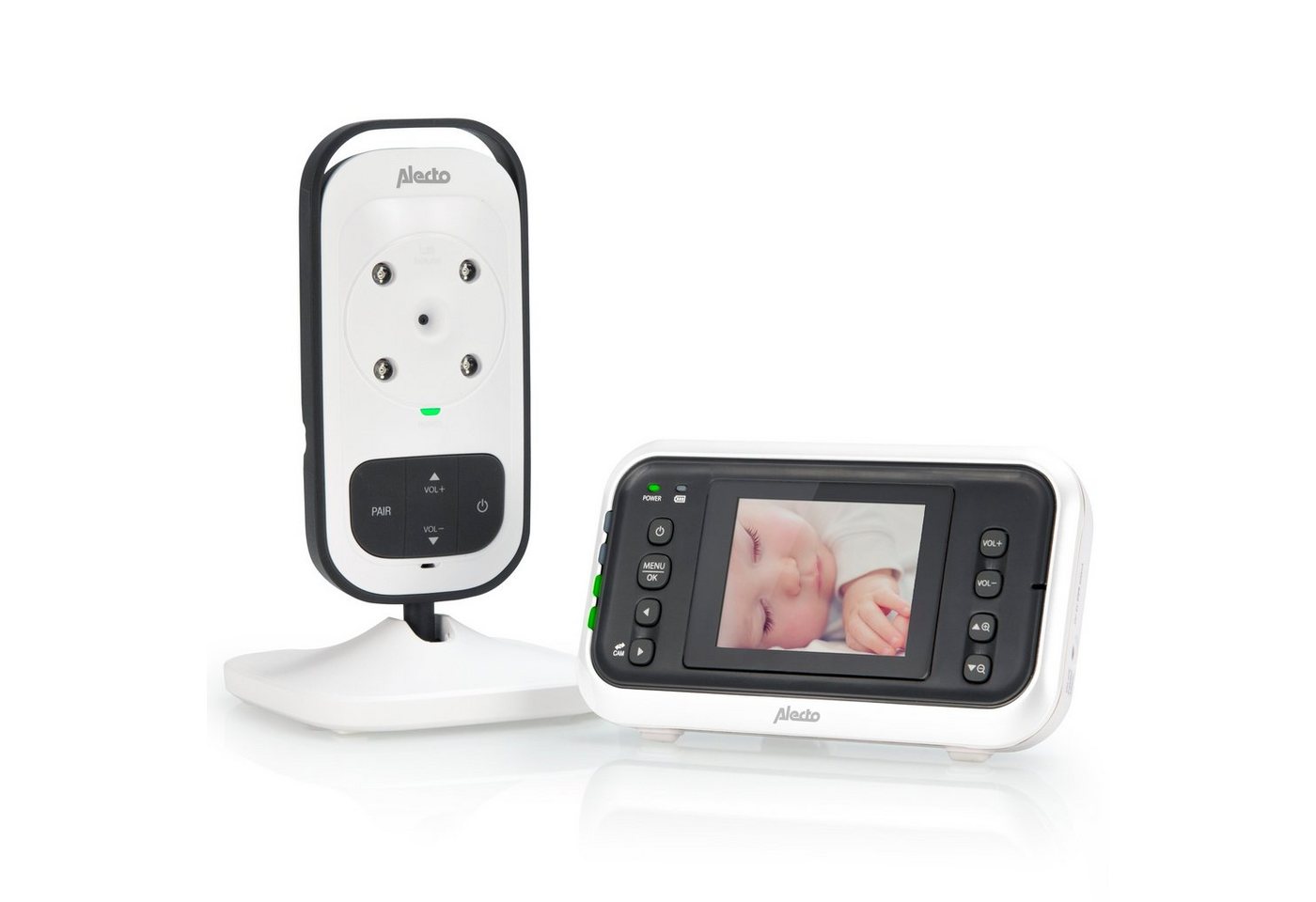 Alecto Video-Babyphone DVM-75, 2-tlg., Babyphone mit Kamera und 2.4"-Farbdisplay, 2.4" Display,Nachtsicht von Alecto