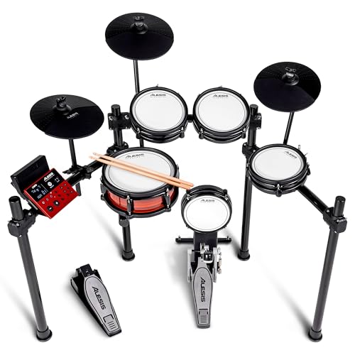 Alesis Nitro Pro E Schlagzeug mit leisen Dual Zone Mesh Pads, 500+ authentischen BFD-Sounds, Bluetooth, Drumeo, USB-MIDI, Double Kick kompatibel von Alesis