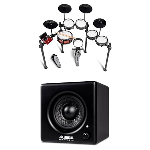 Alesis Nitro Pro XL und Amp - 10-Piece Electric Drum Set with Dual-Zone Mesh Pads, Bluetooth, USB MIDI, und 70W E Schlagzeug Monitor Lautsprecher, Rack-Montierbar von Alesis