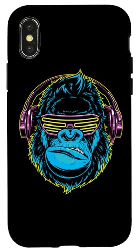 Hülle für iPhone X/XS Dj Gorilla Sonnenbrille Kopfhörer Musik von Alexamerch Gorilla