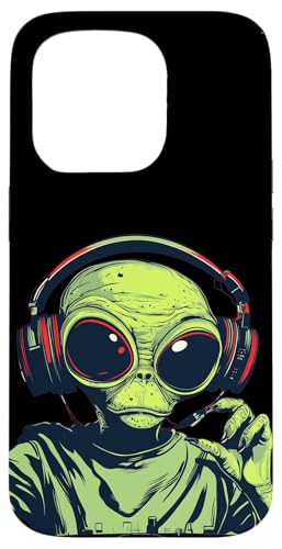 Lustiges Alien mit Kopfhörern für DJ-Kabinen-Kostüm-Liebhaber Hülle für iPhone 15 Pro von Alien DJ